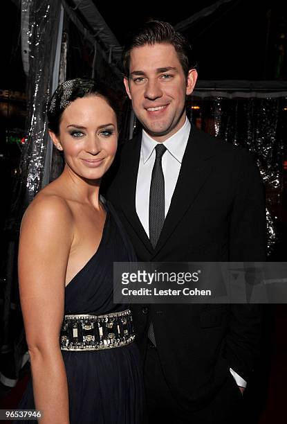 Actress Emily Blunt and actor John Krasinski arrive at the "The Wolfman" Los Angeles Premiere held at ArcLight Hollywood Cinemas on February 9, 2010...