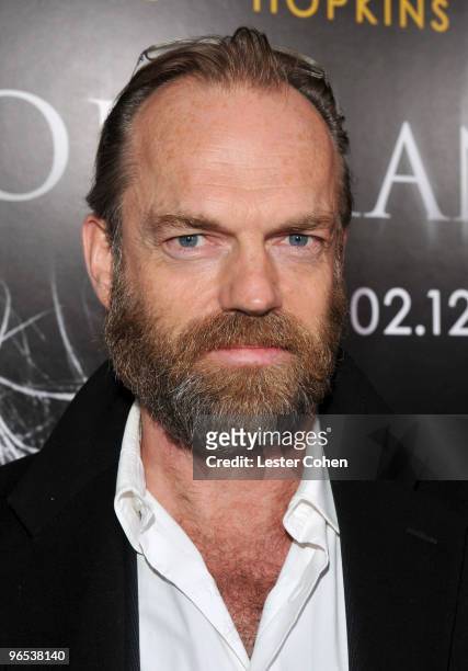 Actor Hugo Weaving arrives at the "The Wolfman" Los Angeles Premiere held at ArcLight Hollywood Cinemas on February 9, 2010 in Hollywood, California.