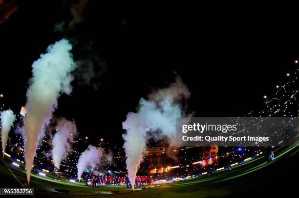 General view of the Camp Nou at the end of the La Liga match between Barcelona and Real Sociedad at Camp Nou on May 20, 2018 in Barcelona, Spain.