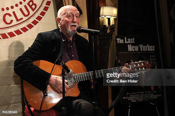 Actor Dominic Chianese performs at "The Last New Yorker" New York premiere after party at the New York Friars Club on February 9, 2010 in New York...