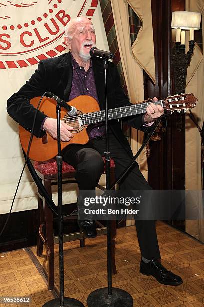 Actor Dominic Chianese performs at "The Last New Yorker" New York premiere after party at the New York Friars Club on February 9, 2010 in New York...