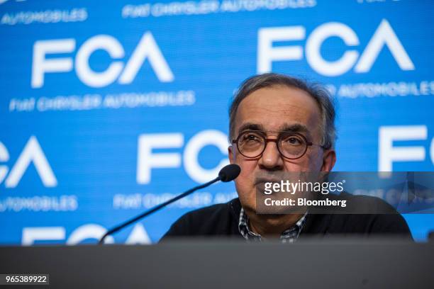 Sergio Marchionne, chief executive officer of Fiat Chrysler Automobiles NV, speaks during a news conference following the presentation of the...