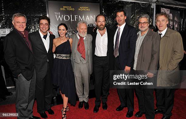 Director Joe Johnston, actors Benicio Del Toro, Emily Blunt, Sir Anthony Hopkins, Hugo Weaving, producers Scott Stuber, Sean Daniel and Rick Yorn...