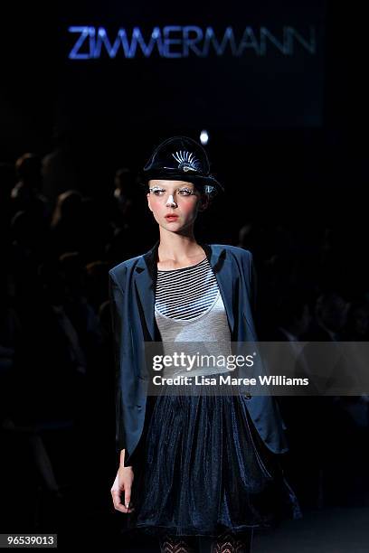 Model Louise Vorst showcases a Zimmermann design on the catwalk during the David Jones Autumn/Winter 2010 Fashion Launch at the Hordern Pavilion on...