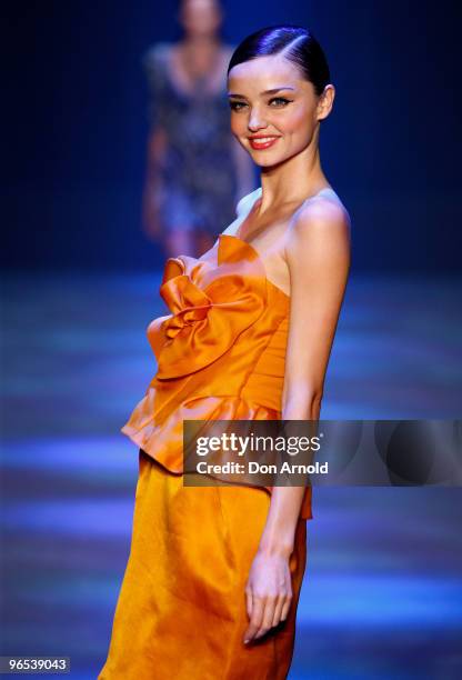 Miranda Kerr showcases designs by Scanlan and Theodore on the catwalk during the David Jones Autumn/Winter 2010 Fashion Launch at Hordern Pavilion on...