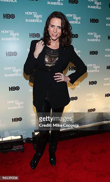Actress Amy Landecker attends the Cinema Society and HBO screening of "How to Make it in America" at Landmark's Sunshine Cinema on February 9, 2010...