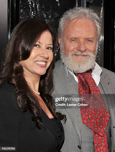 Actor Sir Anthony Hopkins and wife Stella Arroyave arrive at the "The Wolfman" Los Angeles Premiere held at ArcLight Hollywood Cinemas on February 9,...