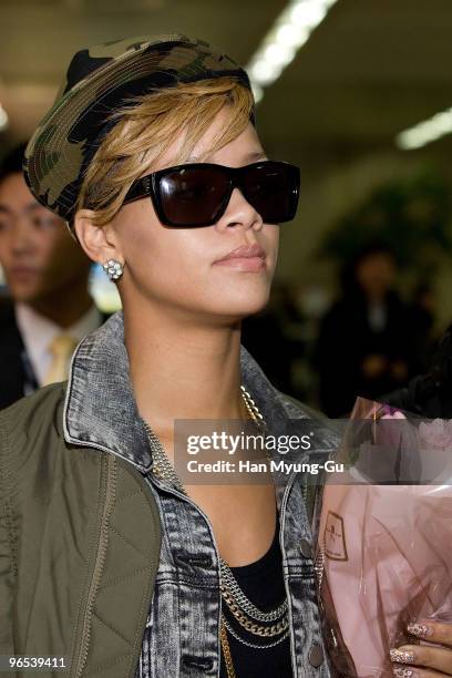 Singer Rihanna arrives at Gimpo International Airport on February 10, 2010 in Seoul, South Korea.