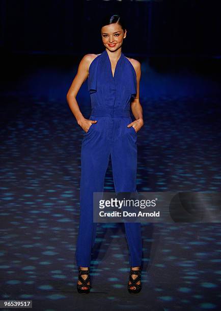Miranda Kerr showcases designs by Bianca Spender on the catwalk during the David Jones Autumn/Winter 2010 Fashion Launch at Hordern Pavilion on...