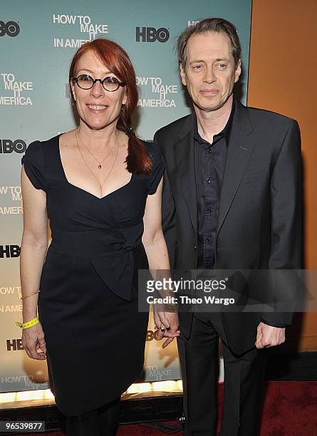 Jo Andres and Steve Buscemi attend the Cinema Society and HBO screening of "How to Make it in America" at Landmark's Sunshine Cinema on February 9,...