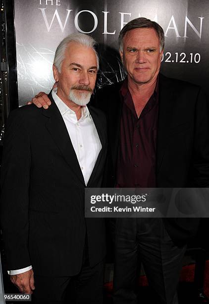 Creature designer Rick Baker and director Joe Johnston arrive at the Los Angeles premiere of "The Wolfman" at ArcLight Cinemas on February 9, 2010 in...