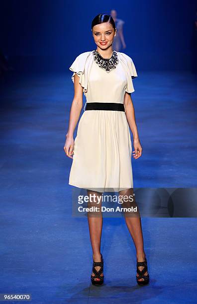 Miranda Kerr showcases designs by Thurley on the catwalk during the David Jones Autumn/Winter 2010 Fashion Launch at Hordern Pavilion on February 10,...