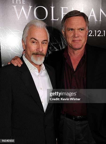 Creature designer Rick Baker and director Joe Johnston arrive at the Los Angeles premiere of "The Wolfman" at ArcLight Cinemas on February 9, 2010 in...