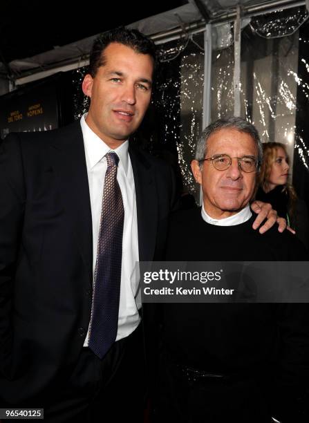 Producer Scott Stuber and Universal Studios' President & COO Ron Meyer arrive at the Los Angeles premiere of "The Wolfman" at ArcLight Cinemas on...