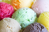 Colorful scoops ice cream background concept