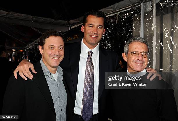 Universal Pictures' Co-Charimen Adam Fogelson, producer Scott Stuber and Universal Studios' President & COO Ron Meyer arrive at the Los Angeles...