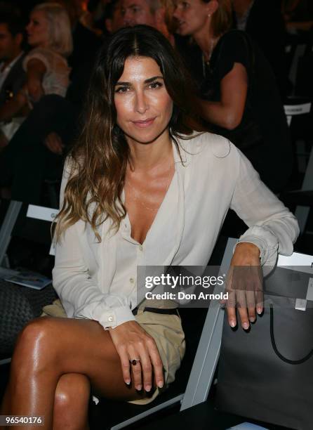 Jodhi Meares sits front row just prior to the David Jones Autumn/Winter 2010 Fashion Launch at Hordern Pavilion on February 10, 2010 in Sydney,...