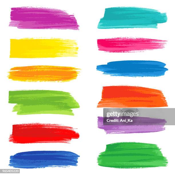set of strokes - acrylic painting stock illustrations