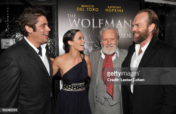 Actors Benicio Del Toro, Emily Blunt, Sir Anthony Hopkins and Hugo Weaving arrive at the "The Wolfman" Los Angeles Premiere held at ArcLight...