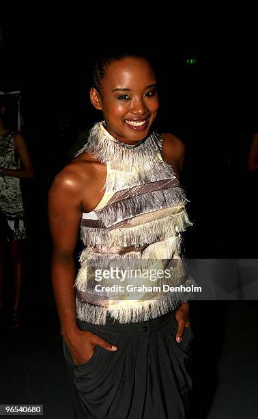 Media personality Faustina 'Fuzzy' Agolley attends the morning tea reception ahead of the David Jones Autumn/Winter 2010 Fashion Launch at the...