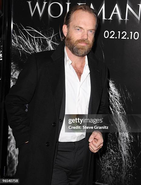 Hugo Weaving attends the "The Wolfman" premiere at ArcLight Cinemas on February 9, 2010 in Hollywood, California.