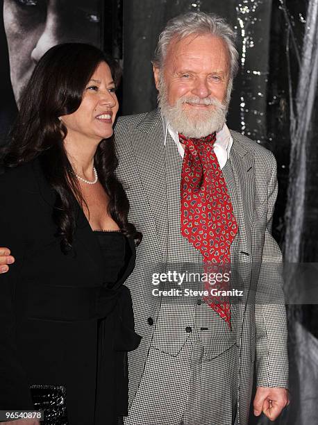 Sir Anthony Hopkins and wife Stella Arroyave attends the "The Wolfman" premiere at ArcLight Cinemas on February 9, 2010 in Hollywood, California.