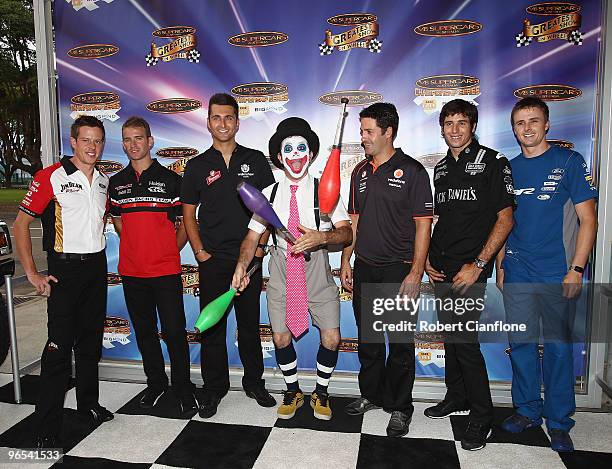 Supercar drivers James Courtney, Will Davison, Fabian Coulthard,Jamie Whincup, Rick Kelly and Mark Winterbottom arrive for the 2010 V8 Supercars...