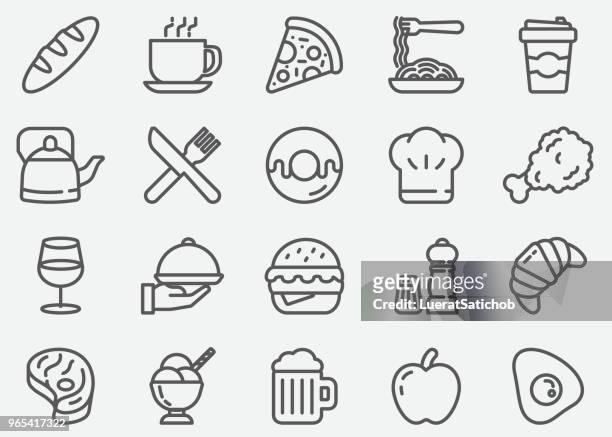 レストラン、食品ライン アイコン - コック帽点のイラスト素材／クリップアート素材／マンガ素材／アイコン素材
