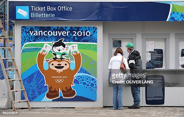 Spectators get informations at a ticket box office for the 2010 Winter olympics in Whistler on February 8, 2010. Whistler hosts some of the Mountain...