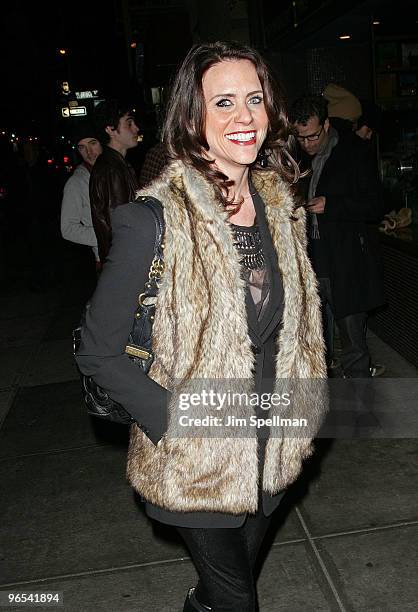 Actress Amy Landecker attends the Cinema Society & HBO screening of "How To Make It In America" at Landmark's Sunshine Cinema on February 9, 2010 in...