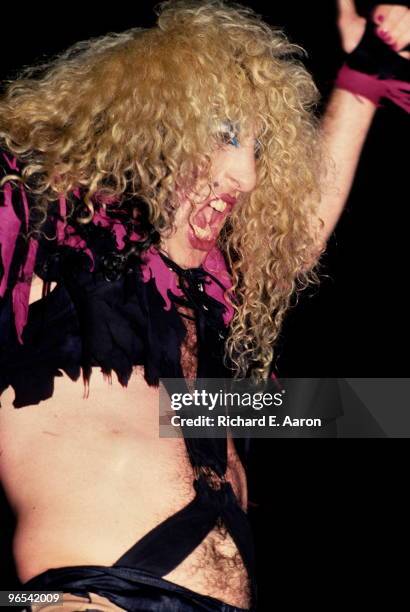 Dee Snider from Twisted Sister performs live on stage in Los Angeles in 1984