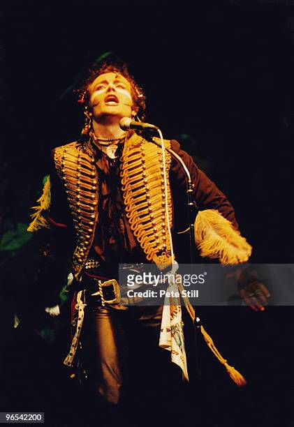 Adam Ant of Adam and The Ants performs on stage at The Dominion Theatre on March 28th, 1981 in London, United Kingdom.