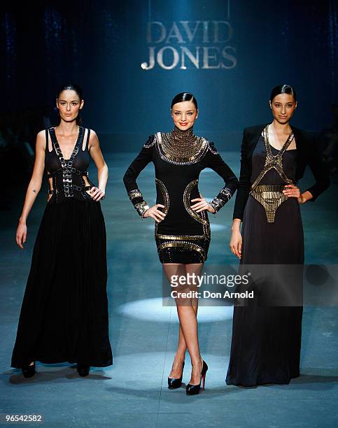 Miranda Kerr showcases designs by Sass and Bide on the catwalk during the David Jones Autumn/Winter 2010 Fashion Launch at Hordern Pavilion on...