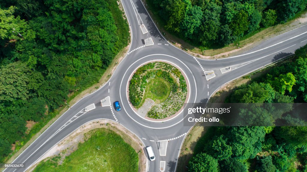 Traffic circle, roundabout - aerial view