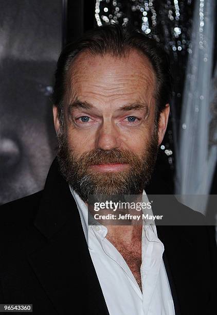 Actor Hugo Weaving arrives at the "The Wolfman" premiere at ArcLight Cinemas on February 9, 2010 in Hollywood, California.