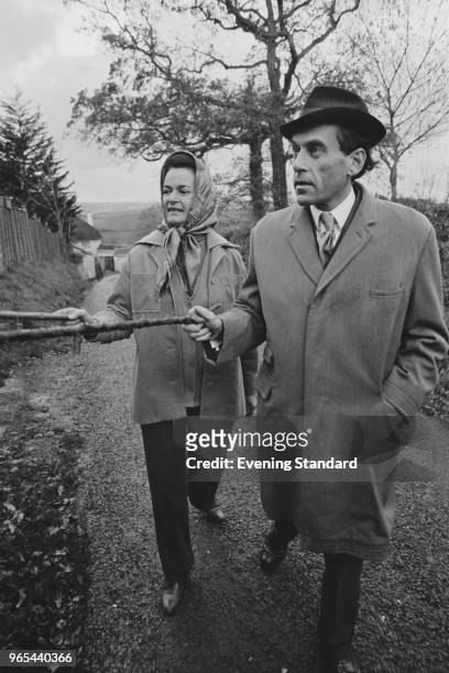 British politician of the Liberal Party Jeremy Thorpe with his wife, concert pianist Marion Stein , taking a walk together, UK, 22nd January 1979.
