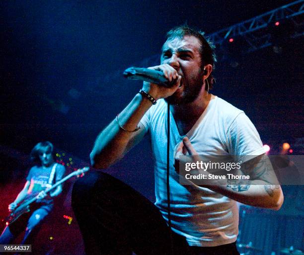 Jake Luhrs of August Burns Red performs on stage at O2 Academy on February 9, 2010 in Birmingham, England.