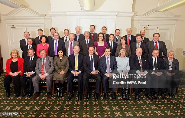 Members of the British government shadow cabinet, David Mundell, Lord Strathclyde, Greg Clark, Owen Paterson, Chris Grayling, Jeremy Hunt, Philip...