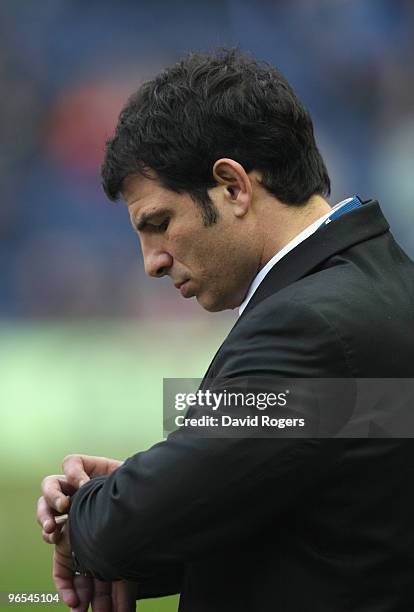 France Head Coach Marc Lievremont checks his watch prior to the RBS Six Nations Championship match between Scotland and France at Murrayfield Stadium...