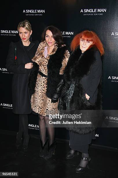 Lola Rykiel, Nathalie Rykiel and Sonia Rykiel attend the "A Single Man" Paris premiere at Cinema UGC Normandie on February 9, 2010 in Paris, France.