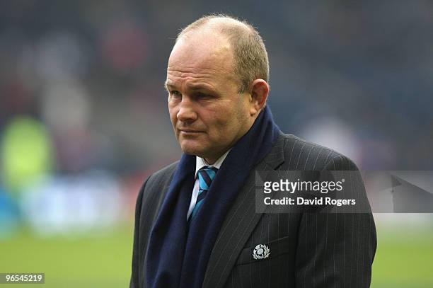 Scotland Head Coach Andy Robinson looks on prior to the RBS Six Nations Championship match between Scotland and France at Murrayfield Stadium on...