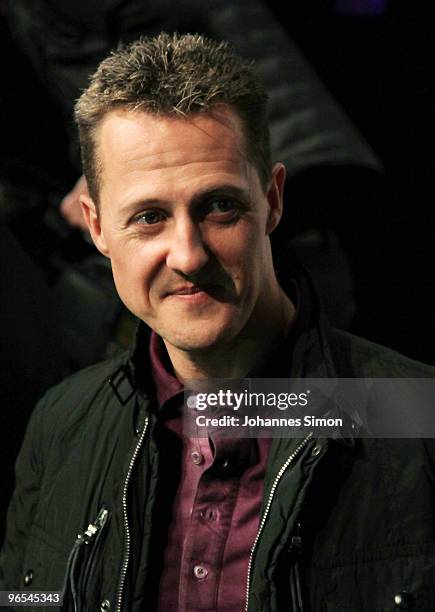 Michael Schumacher looks on after a press conference at P1 discotheque on February 10, 2010 in Munich, Germany.