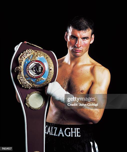 World super-middleweight champion Joe Calzaghe of Wales pictured during a feature shoot. \ Mandatory Credit: John Gichigi /Allsport