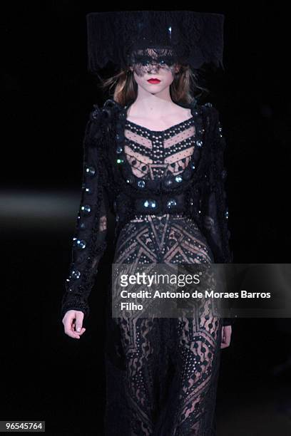Model walks the runway during the Givenchy Haute-Couture show as part of the Paris Fashion Week Spring/Summer 2010 on January 26, 2010 in Paris,...