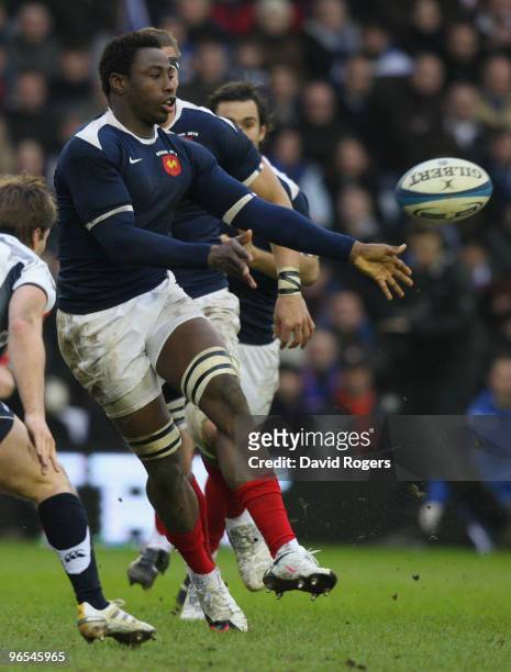 Fulgence Ouedraogo of France in action during the RBS Six Nations Championship match between Scotland and France at Murrayfield Stadium on February...