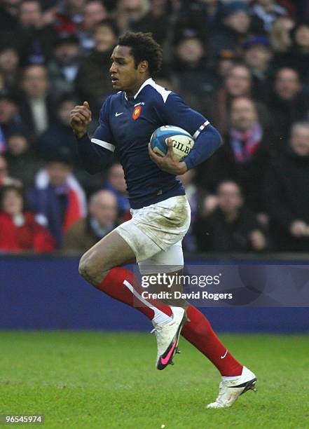 Benjamin Fall of France in action during the RBS Six Nations Championship match between Scotland and France at Murrayfield Stadium on February 7,...