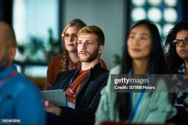 audience at conference - technology curiosity stock pictures, royalty-free photos & images