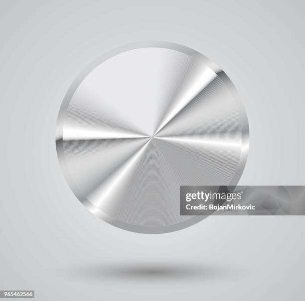brushed metal button. blank circle. vector illustration. - shiny ball with shadow stock illustrations