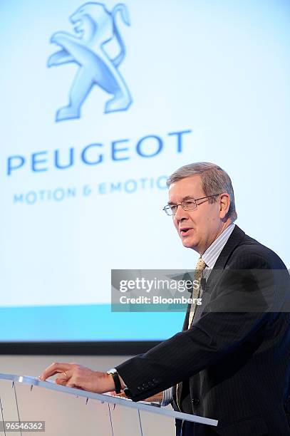 Philippe Varin, chief executive officer of PSA Peugeot Citroen, speaks at a news conference in Paris, France, on Wednesday, Feb. 10, 2010. PSA...