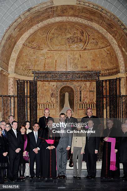 Prince Felipe and Princess Letizia of Spain visit Jaca Cathedral on February 9, 2010 in Jaca, Spain.